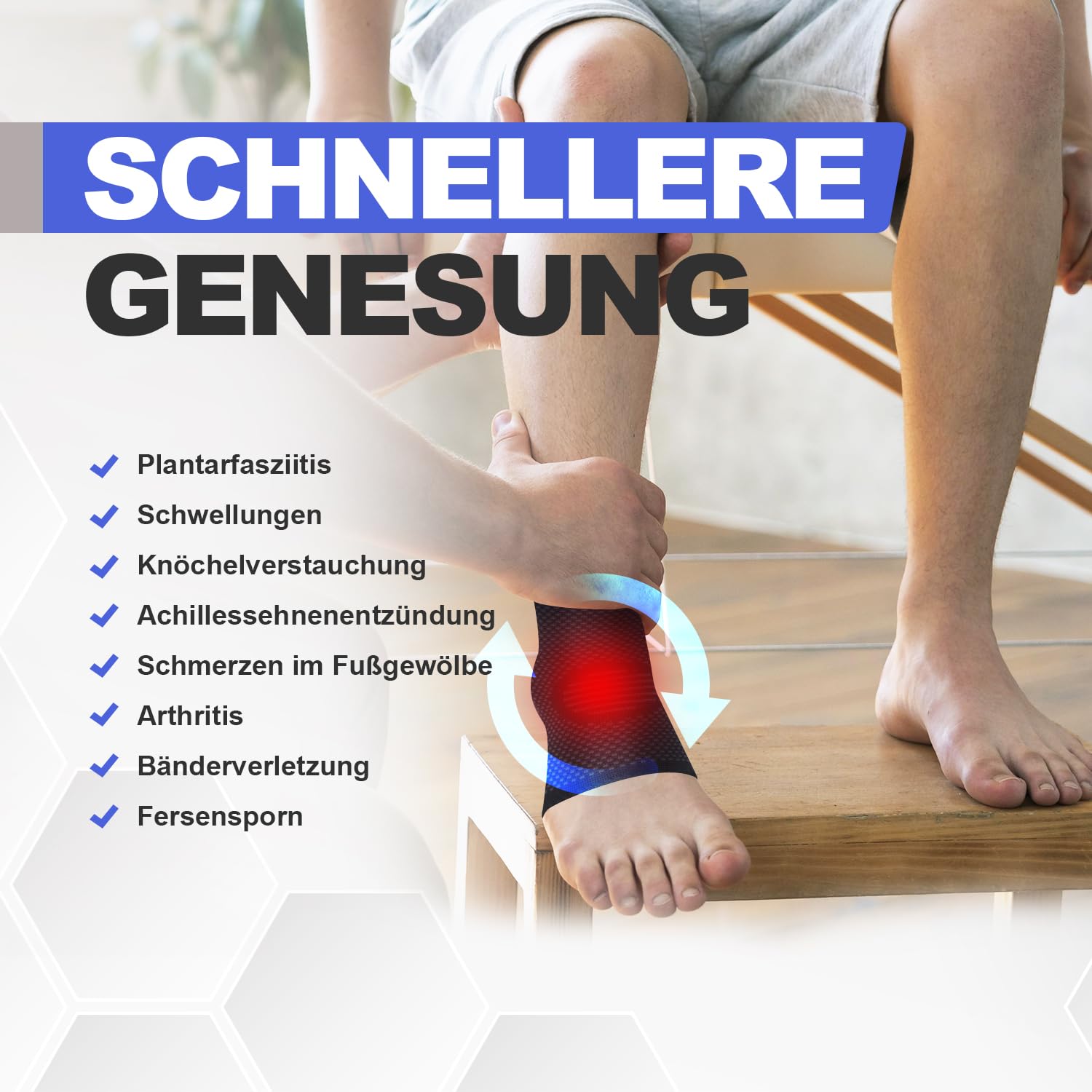 Thumbnail 5 de Lexniush 2er-Set Sprunggelenkbandagen – Kompressionssocken für Knöchel bei Plantarfasziitis, Achillessehne & Verstauchungen