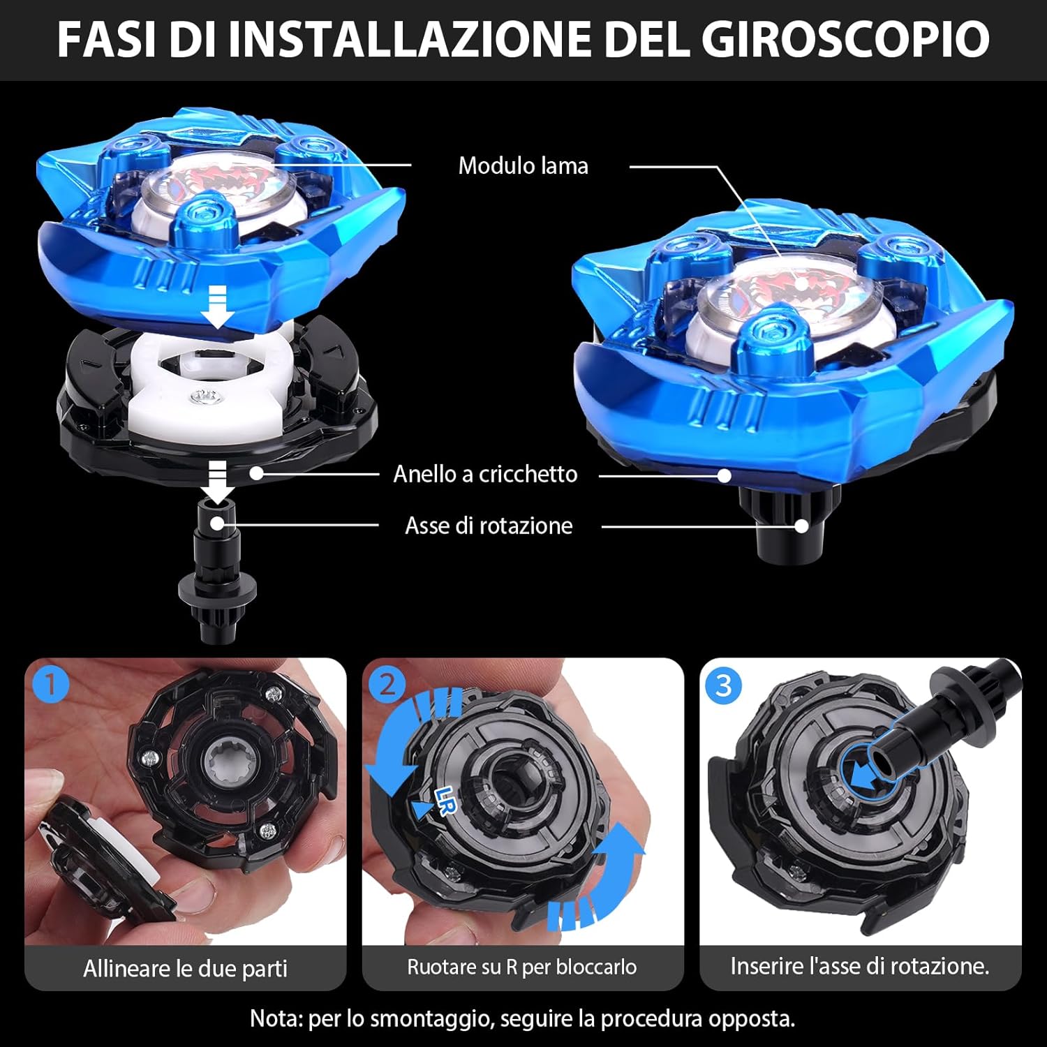 Thumbnail 4 de Gyro X Stadium Arena Set con binario di accelerazione X (4 trottole, 2 lanciatori e arena) per bambini dai 6 anni, grigio