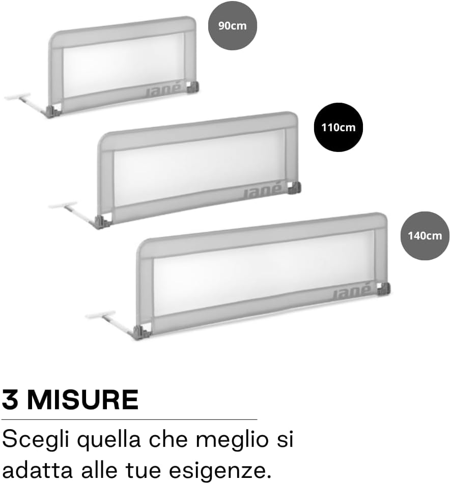 Detalle de Jané Sponda Letto Ribaltabile 110 cm – Extra Alta e Traspirante, Pieghevole con Borsa Grigio