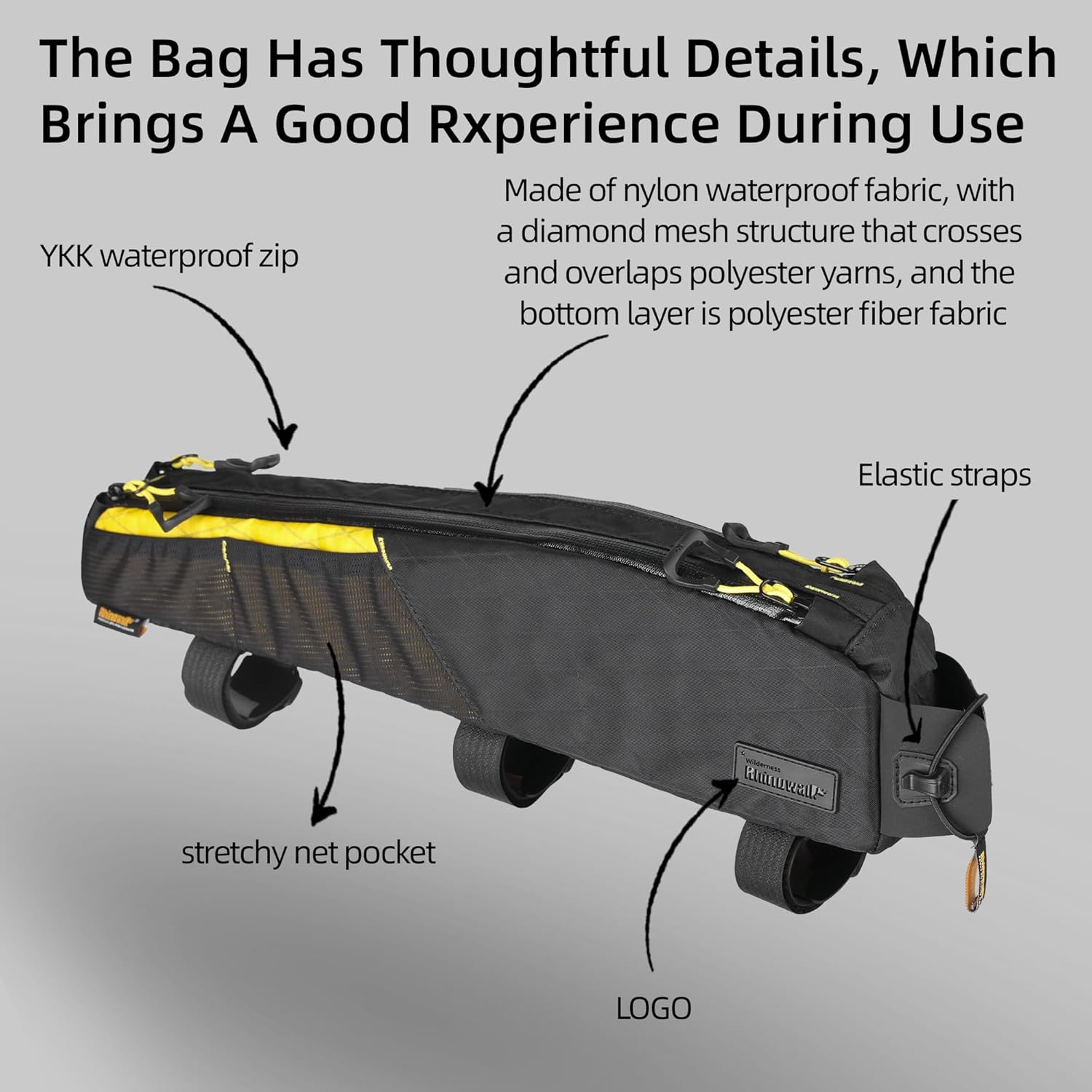 Thumbnail 4 de Rhinowalk Bike Top Tube Bag 2.1L (Waterproof) – Large White frame bag for MTB & road bikes