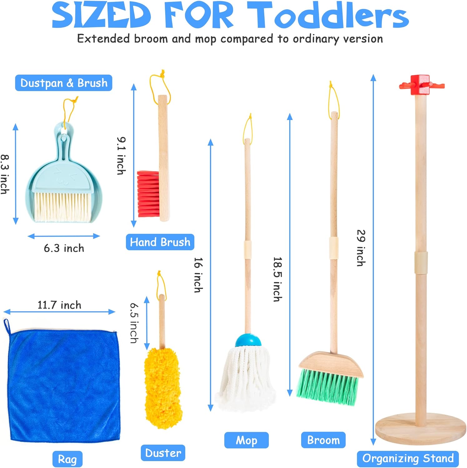Detalle 2 de Wooden Kids Cleaning Set 8 Pieces 🧹