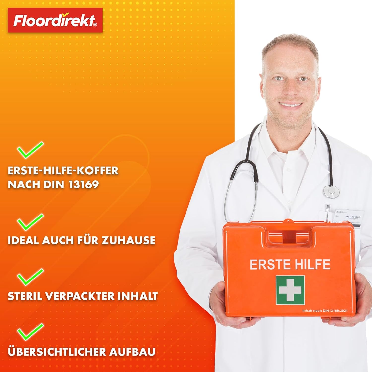 Thumbnail 3 de KARAT Mittlerer Erste-Hilfe-Kasten nach DIN 13169:2021 (bis 100 Personen), gefüllt inkl. Wandhalterung