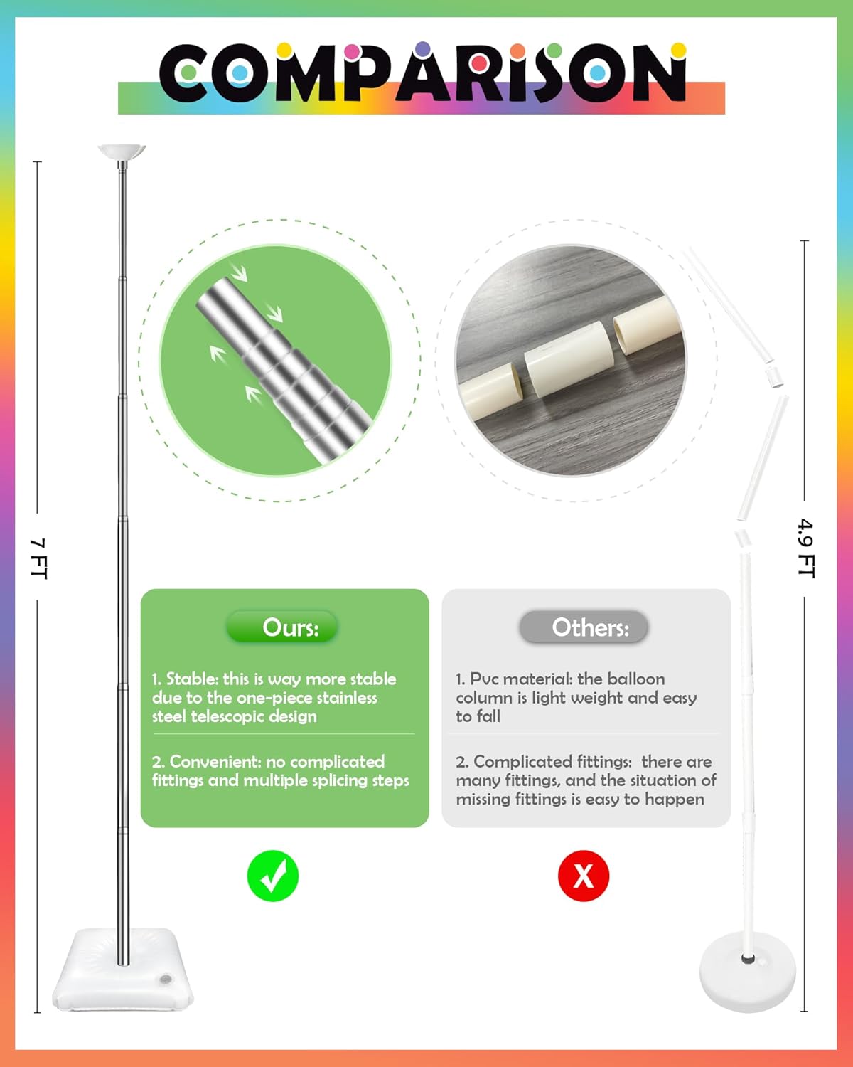 Thumbnail 4 de YALLOVE Balloon Column Stand 7 Feet 🎈