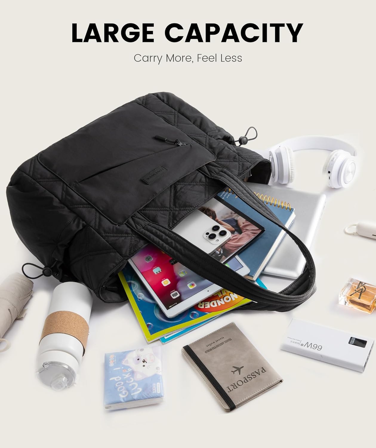 Thumbnail 5 de LOVEVOOK Tote Bags for Women: Lightweight Puffer Tote for Work, School and Travel