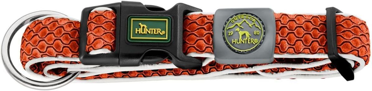 Detalle de HUNTER Hilo Vario Basic hundhalsband, S–M, orange 3D-nät, 30–43 cm