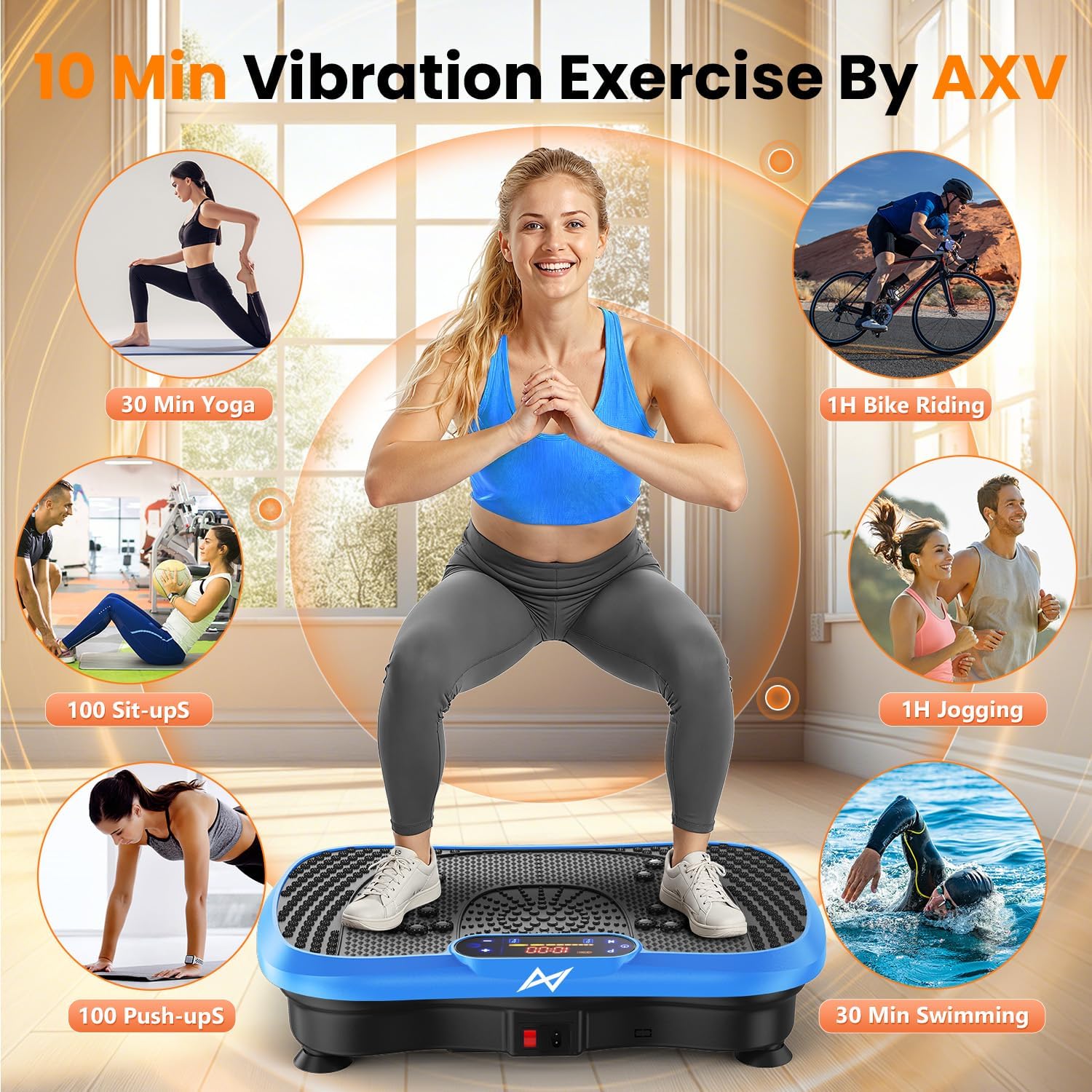 Detalle de AXV SLIM Vibration Plate Exercise Machine, 200W, 120 Levels, 5 Programs