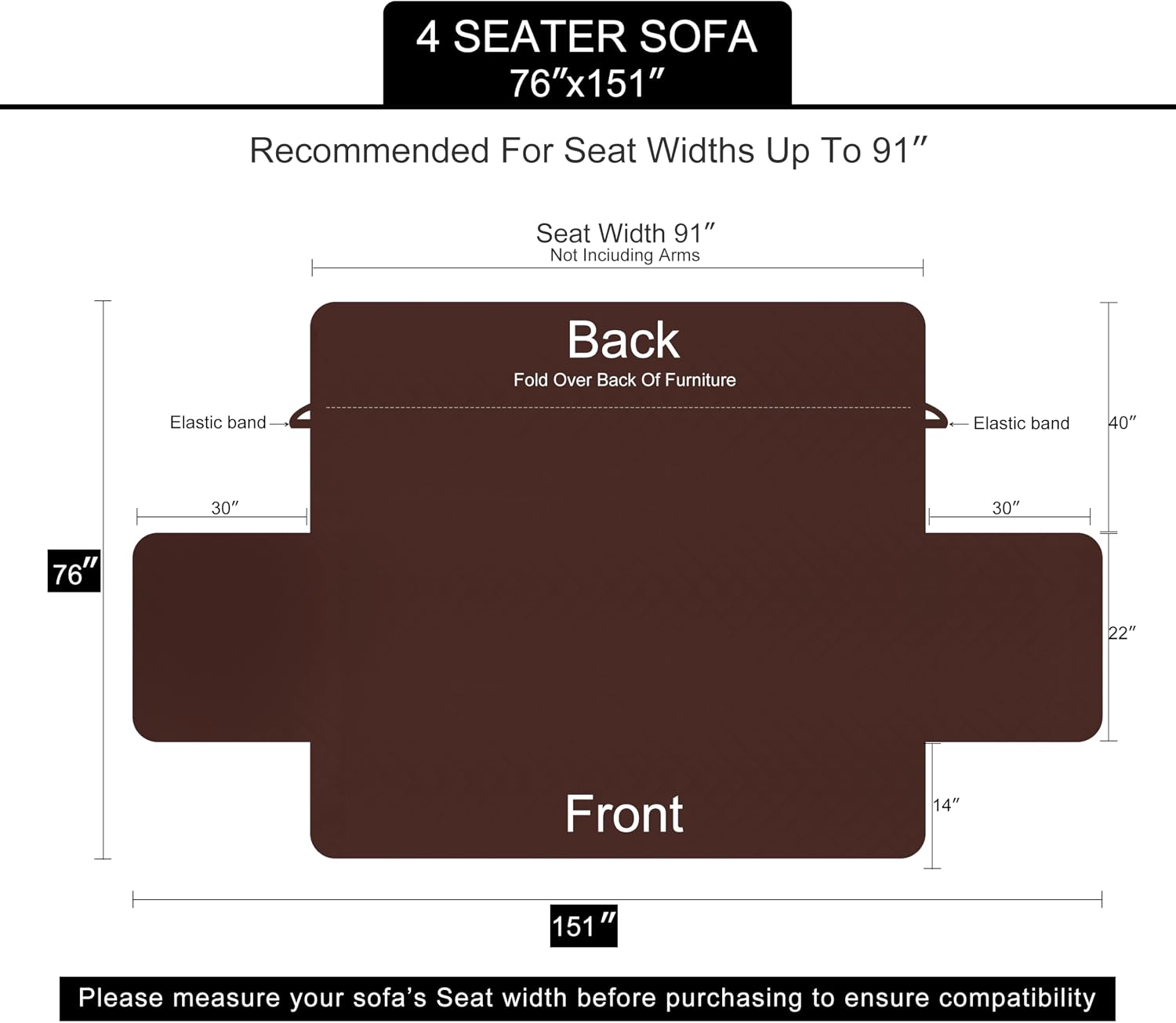 Thumbnail 5 de U-NICE HOME 4 Seater Sofa Cover 91-inch Beige 🛋