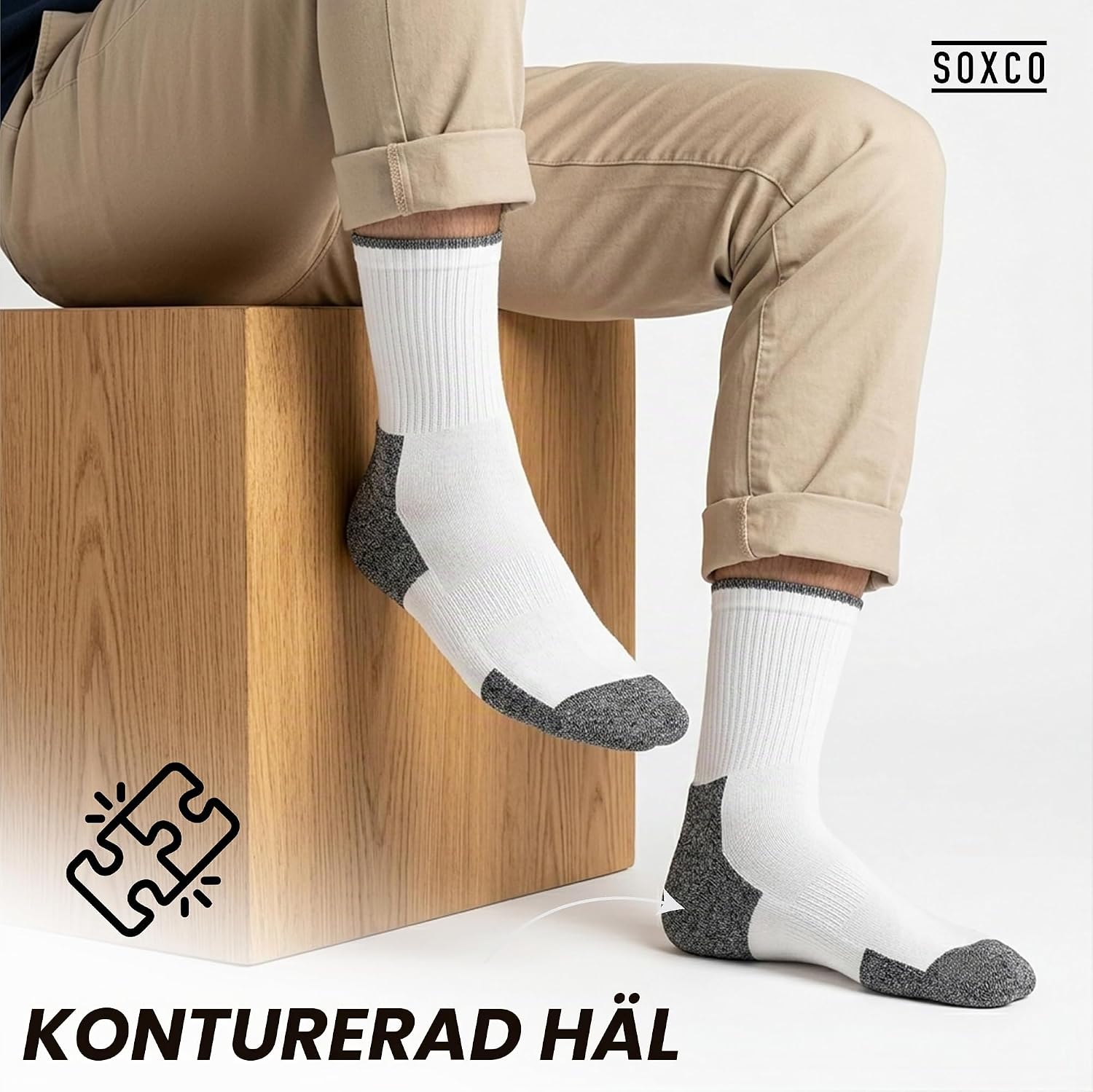 Detalle 2 de SOXCO crewstrumpor för sport och arbete, 10 par, storlek 9–12