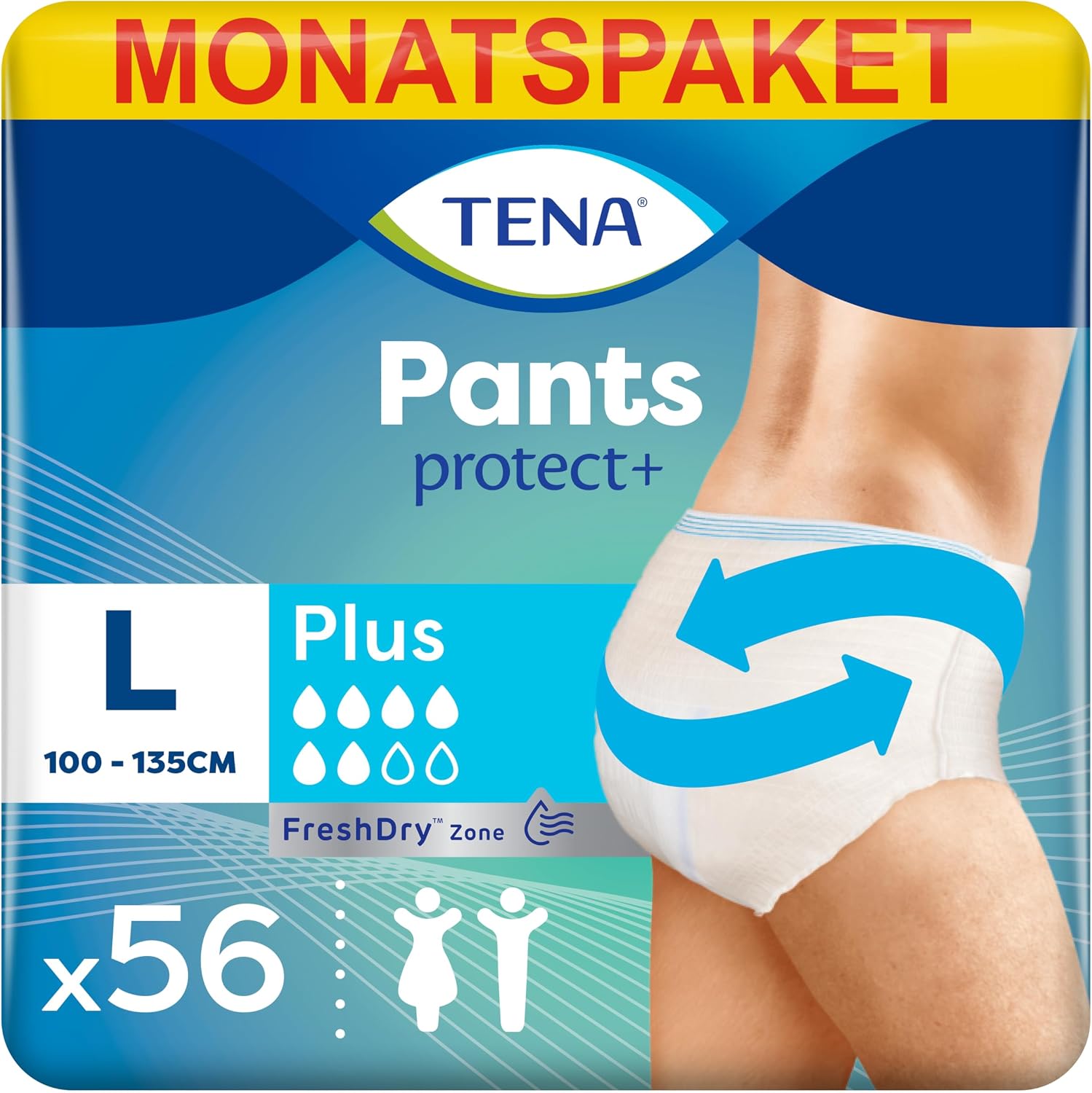 Thumbnail 6 de TENA Pants Plus Unisex Inkontinenzslips, 56 Stück im Monatspaket (4 x 14 Stück), Größe M