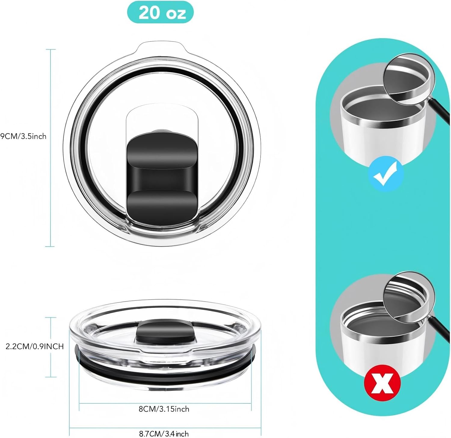 Detalle 2 de YETI-Compatible 20 oz Tumbler Lid 2-Pack 🥤