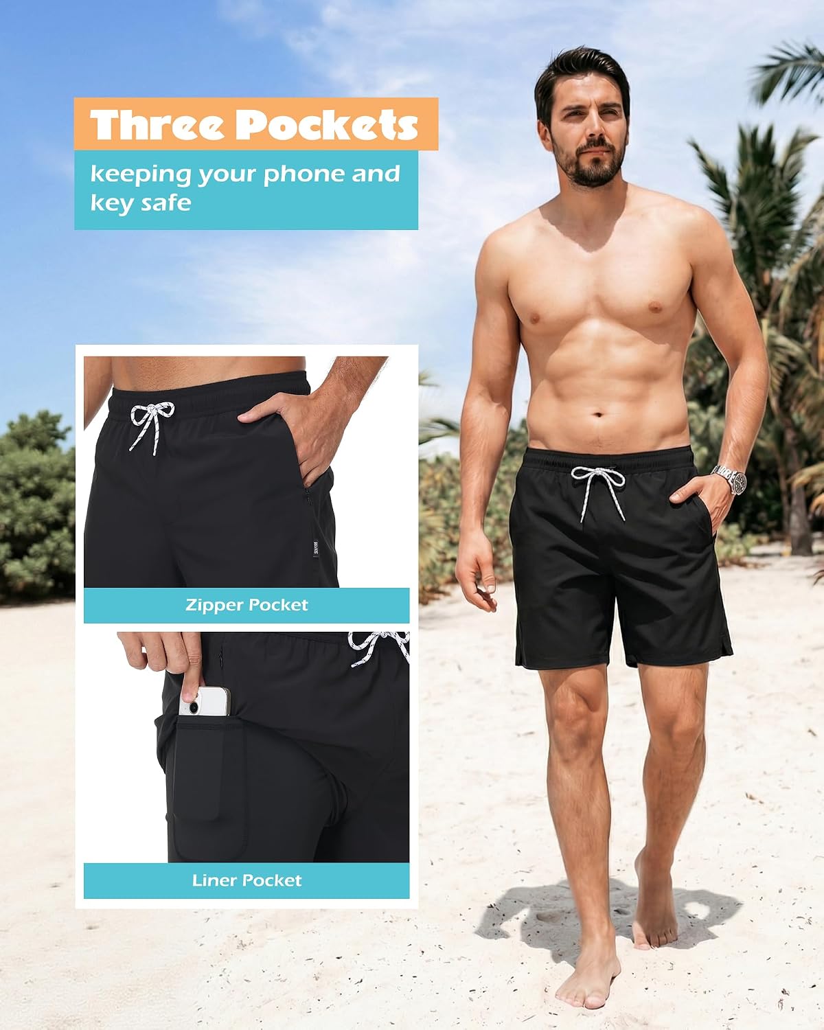 Detalle 1 de Sixfish Men's Swim Trunks, 7-Inch