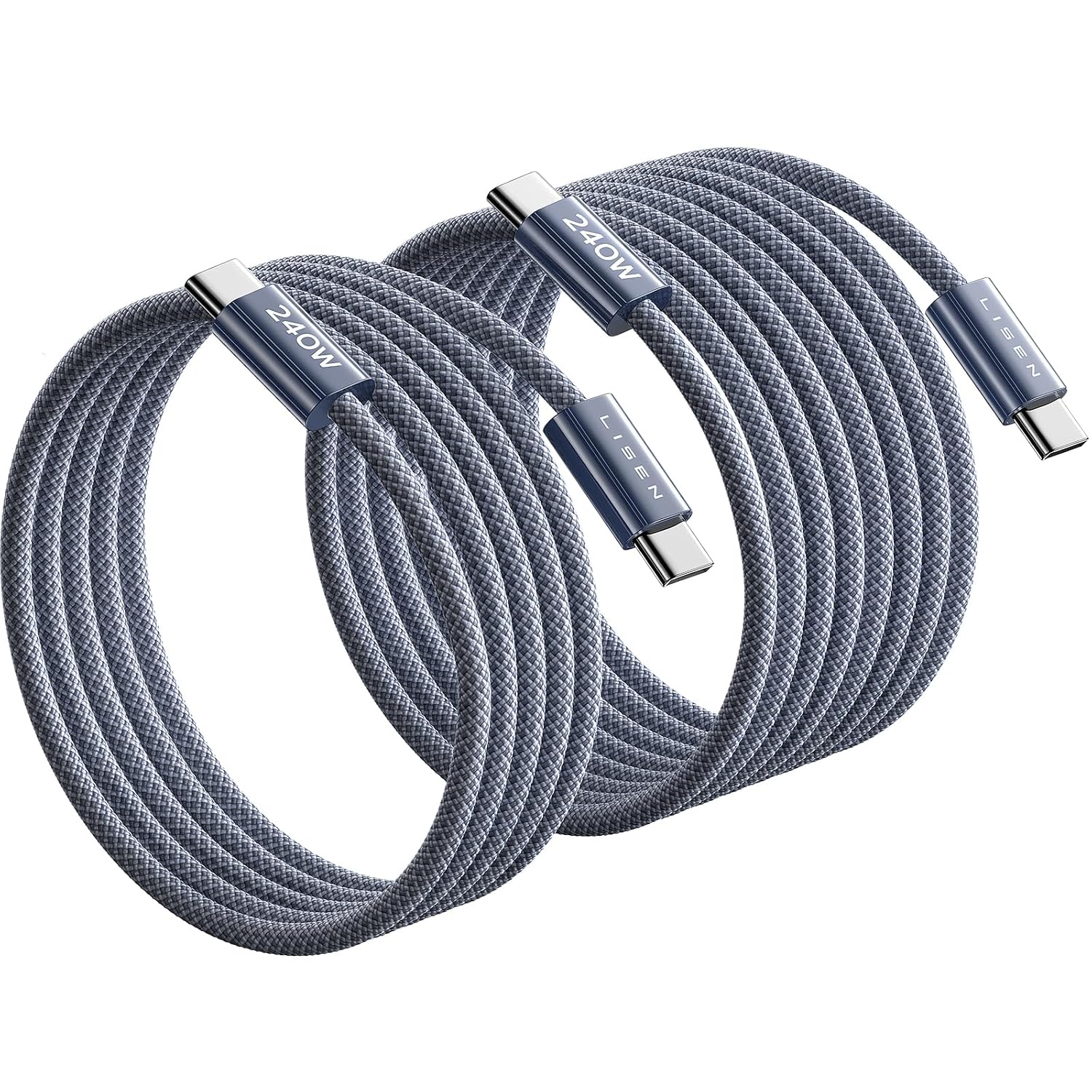 Detalle de LISEN 240W USB‑C Kabelset (2 Stück: 2 m + 3 m) – PD3.1 EPR, USB‑C zu USB‑C, High‑Power Ladekabel