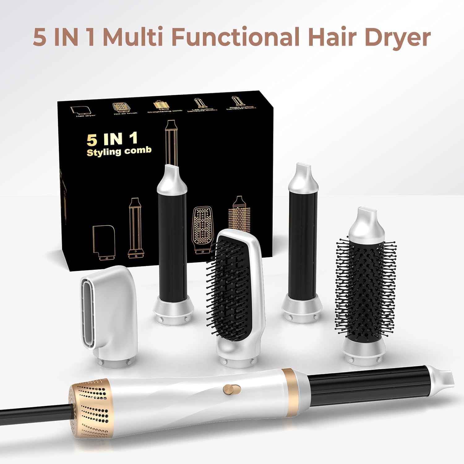 Thumbnail 6 de Hairstyler Set, 5 in 1 Air Styler – Negativionen-Haartrockner mit Lockenstab und Aufsätzen