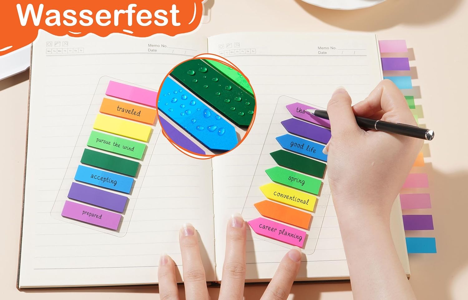 Detalle de Seitenmarker mit Klebestreifen – 2.000 Stück, 8 Farben, beschriftbar & repositionierbar