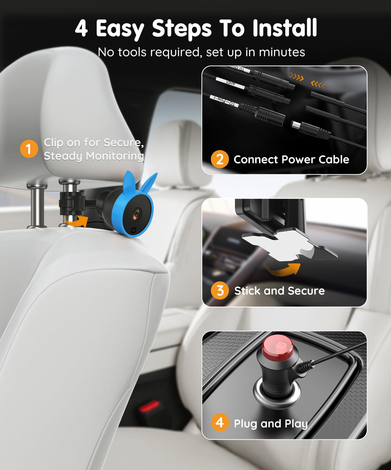 Thumbnail 5 de Babyvue BV3PRO Dual Baby Car Camera: 7.2" 1080p Split Screen for Two Kids