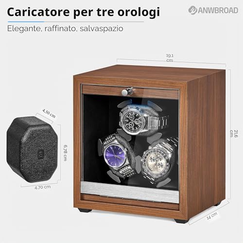 Detalle 2 de ANWBROAD Carica Orologi Automatici a 3 Rotori – 4 Modalità di Rotazione e Motore Mabuchi Silenzioso