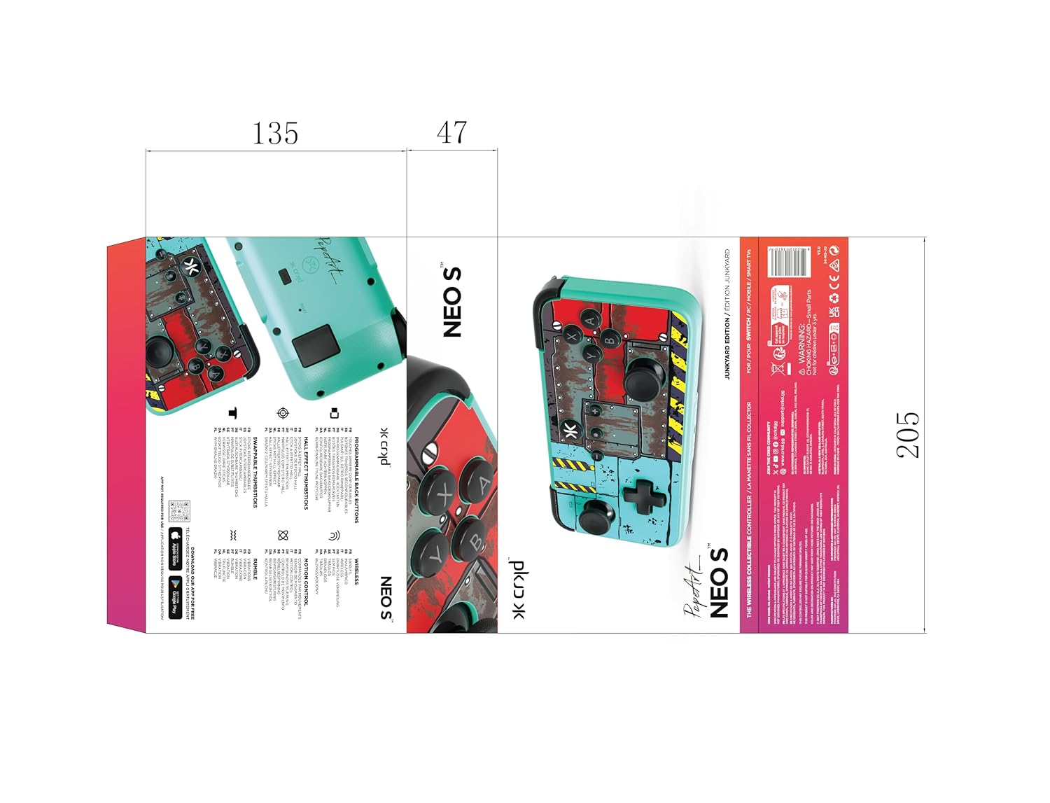 Detalle de CRKD Neo S Wireless Collectible Controller (PopeArt Edition) for Nintendo Switch, PC, Mobile & Smart TV