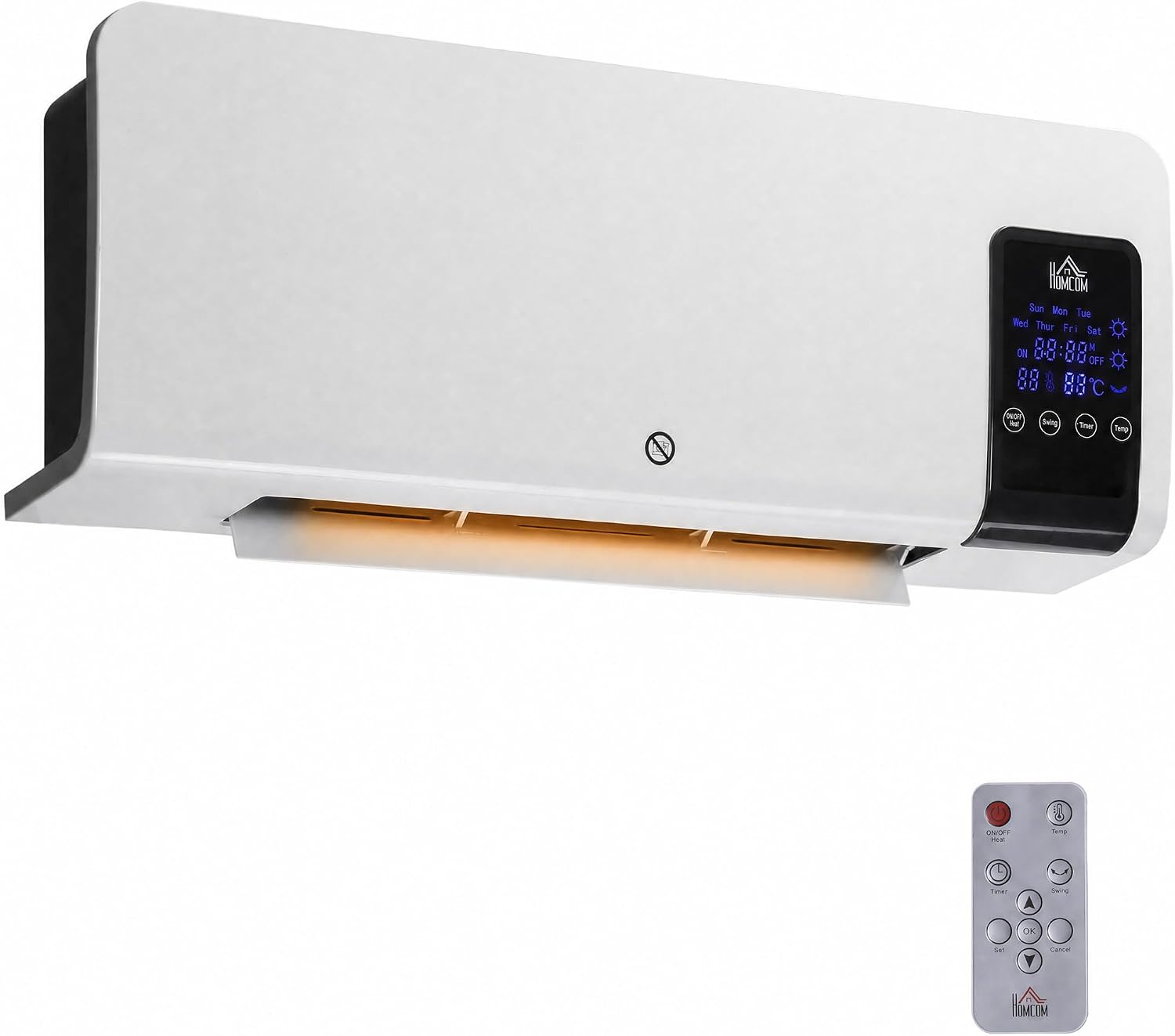 Detalle de HOMCOM 820-294V70WT Wall-Mounted Ceramic Heater, 2,000W, Remote Control