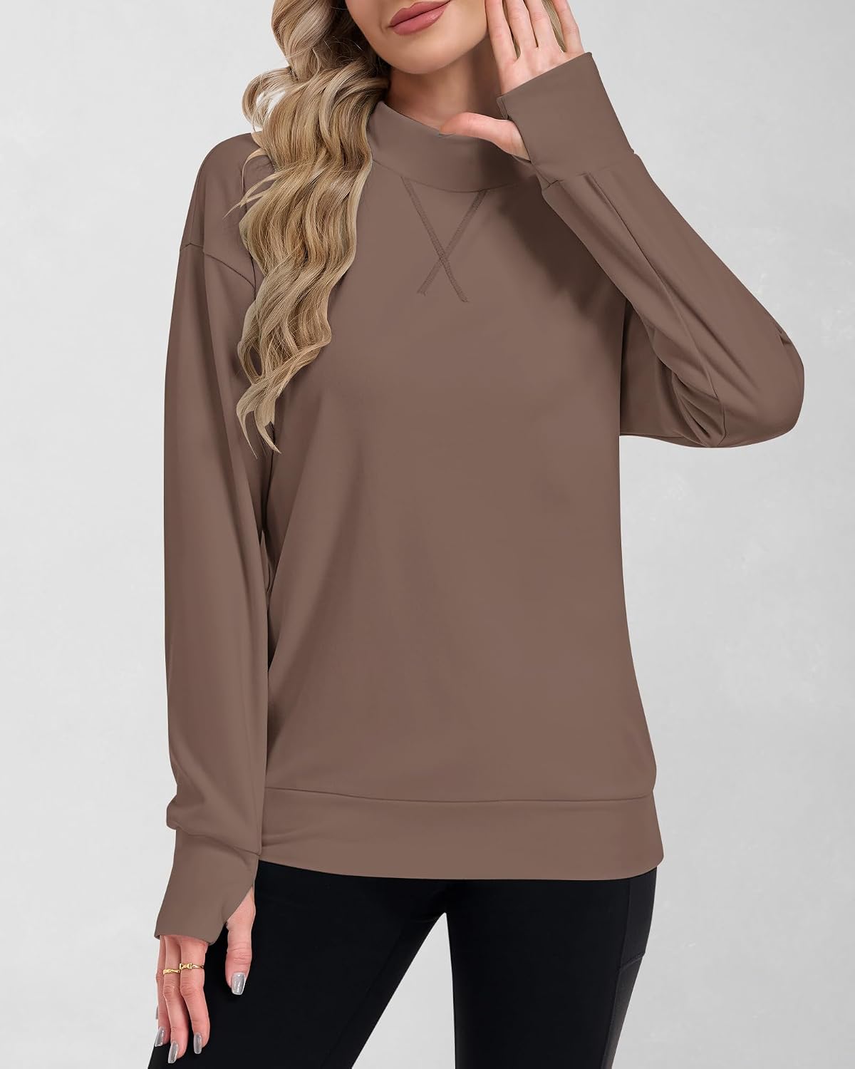Detalle 2 de AUSELILY Women's Mock Neck Sweatshirt