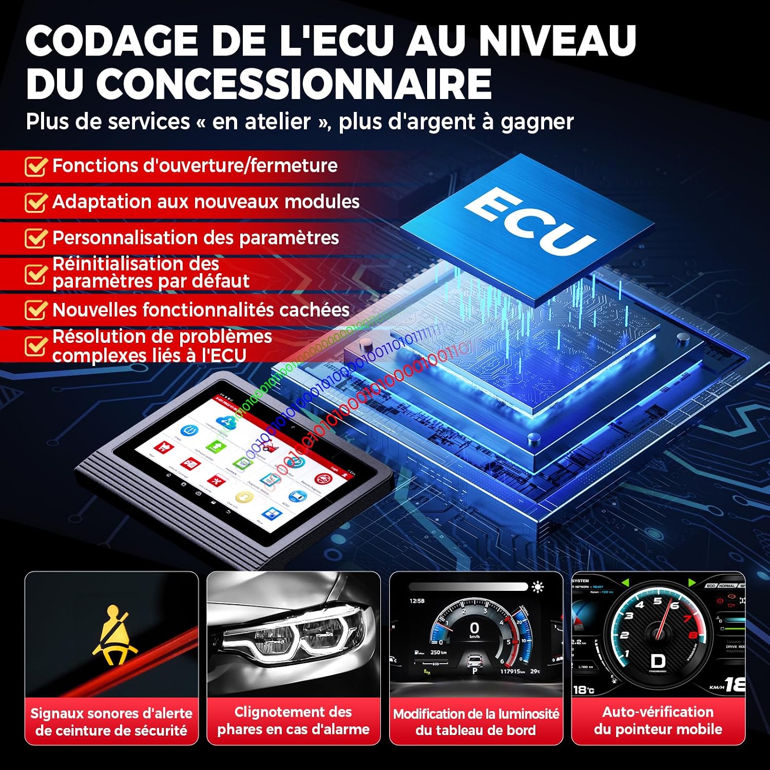 Detalle de LAUNCH X431 V+ Pro 5.0 Valise Diagnostic Auto — Diagnostic bidirectionnel, codage ECU et 55+ services