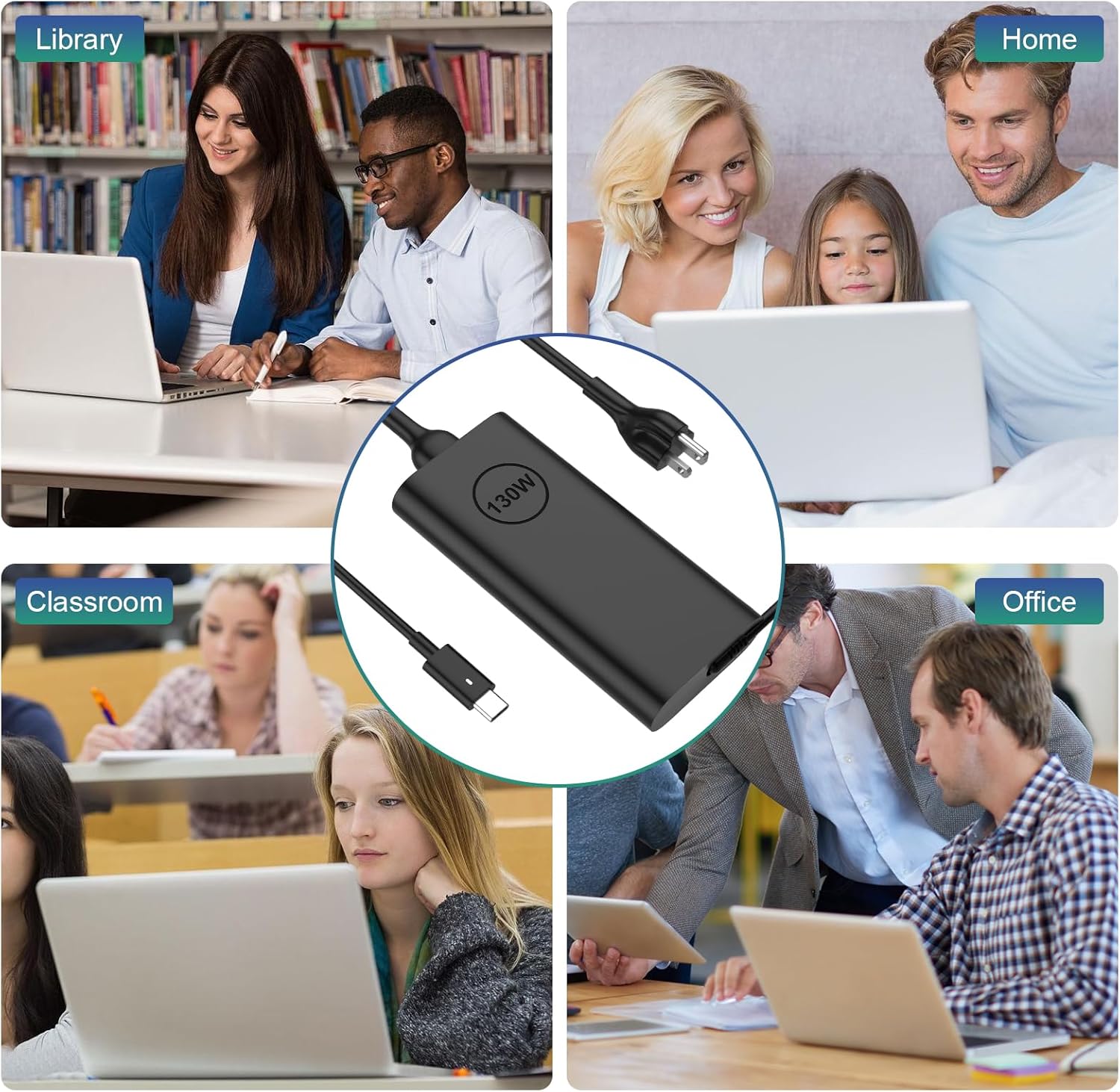 Thumbnail 5 de Replacement 130W Dell USB-C Laptop Charger (Slim) — USB-C AC Adapter for Precision, Latitude, XPS & Select Inspiron Models