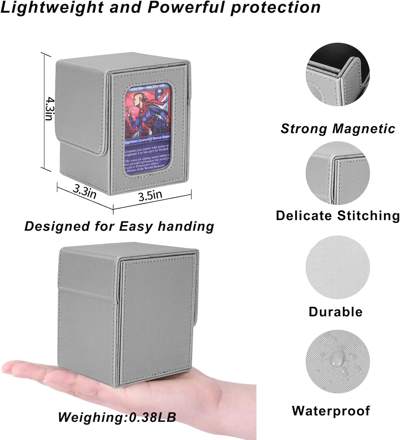 Thumbnail 4 de AFIING Commander MTG Deck Box for Display, 100 Double-Sleeved Cards Storage (Silver/Grey)