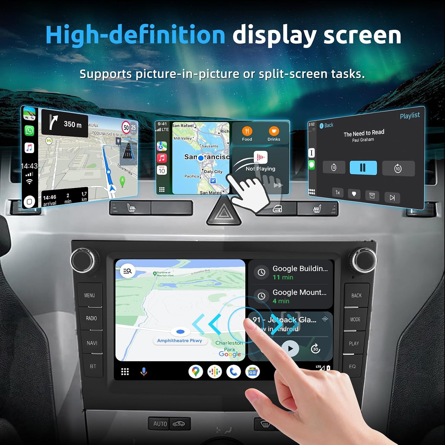 Detalle de ESSGOO True 4+64G Android 15 Car Stereo for Vauxhall/Opel: Wireless CarPlay, Android Auto & 7-inch Display
