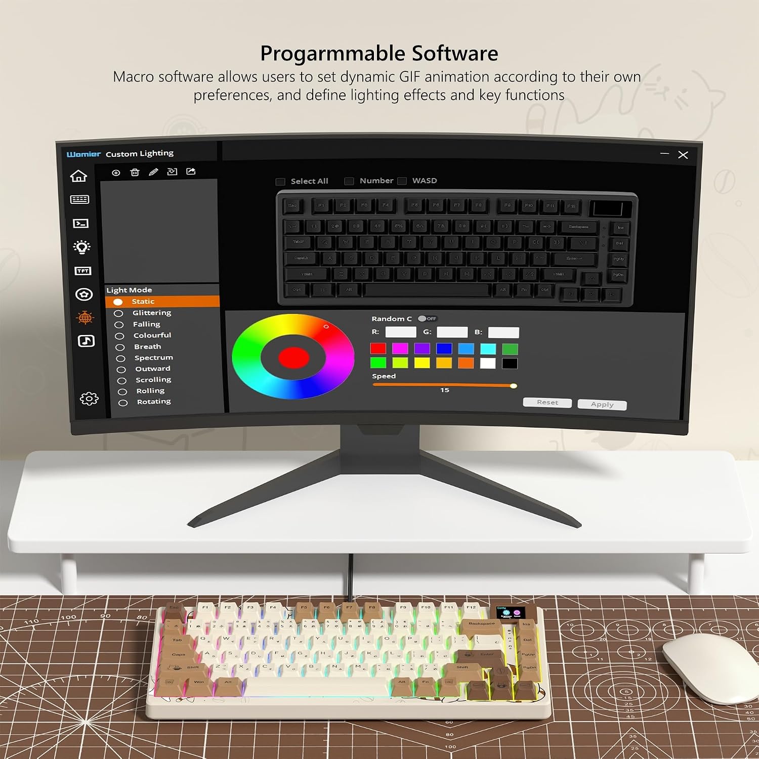 Detalle 2 de Womier SK80 Retro 75% Mechanical Gaming Keyboard with Color Display