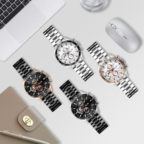 Detalle 2 de OFFCUP Reloj para Hombre 50 mm Cronógrafo Impermeable con Correa de Acero Inoxidable y Fecha Automática