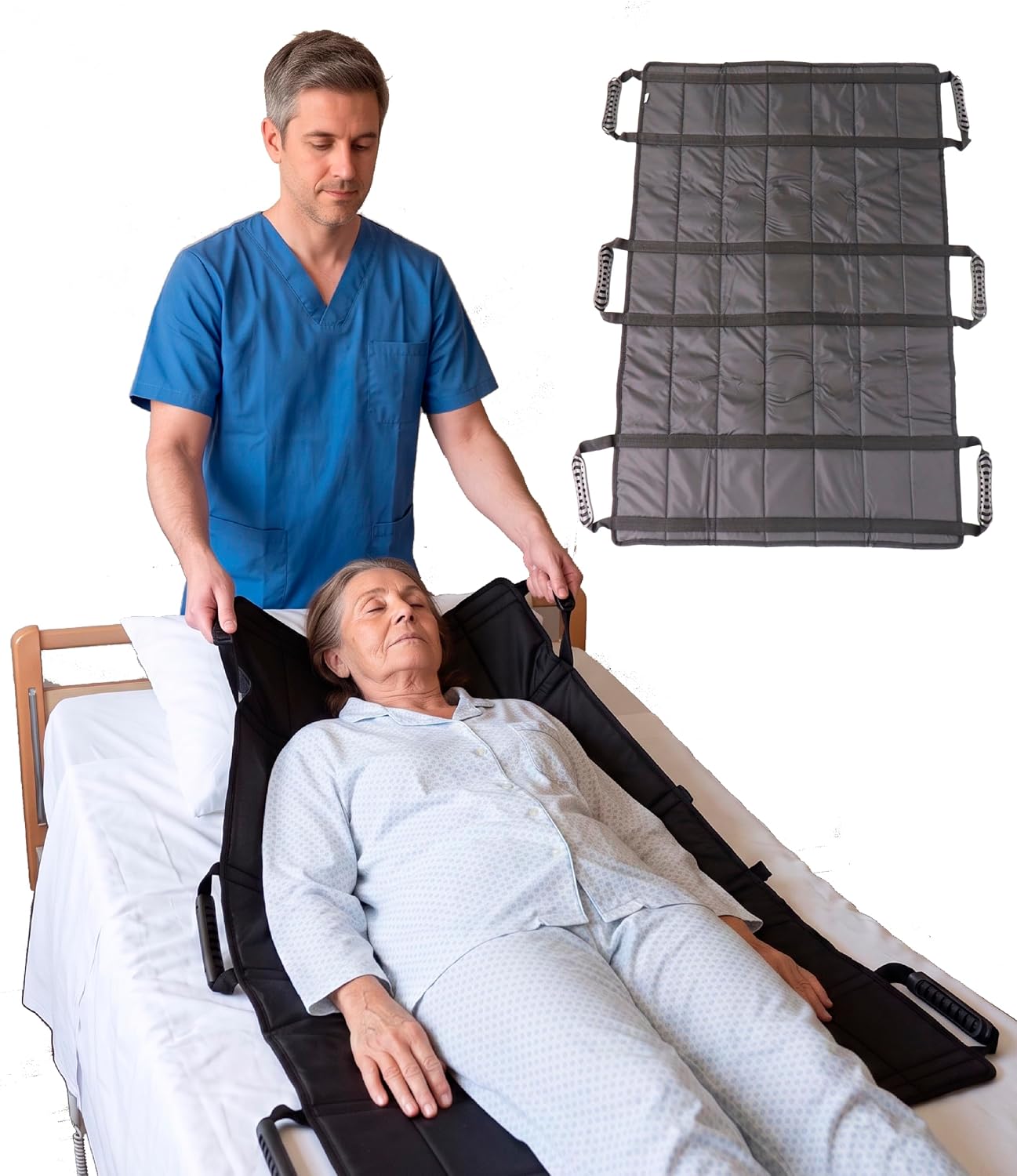 Detalle de PEPE Mobility – arkusz transferowy 107 x 68 cm, 6 uchwytów, nylon, do 270 kg