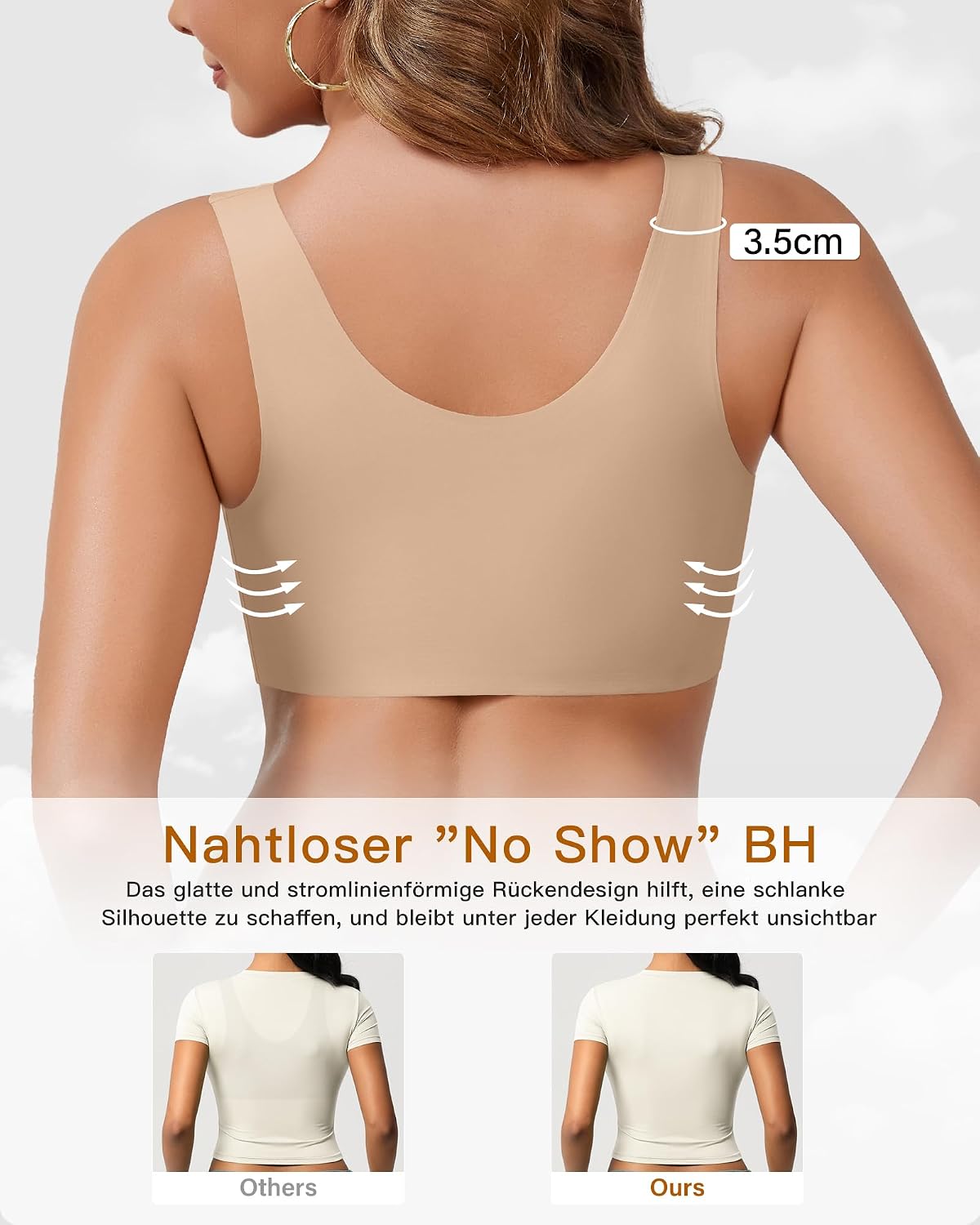 Detalle de DEANGELMON Damen BH ohne Bügel – Comfy Nahtloser Bralette für Schlaf & Alltag