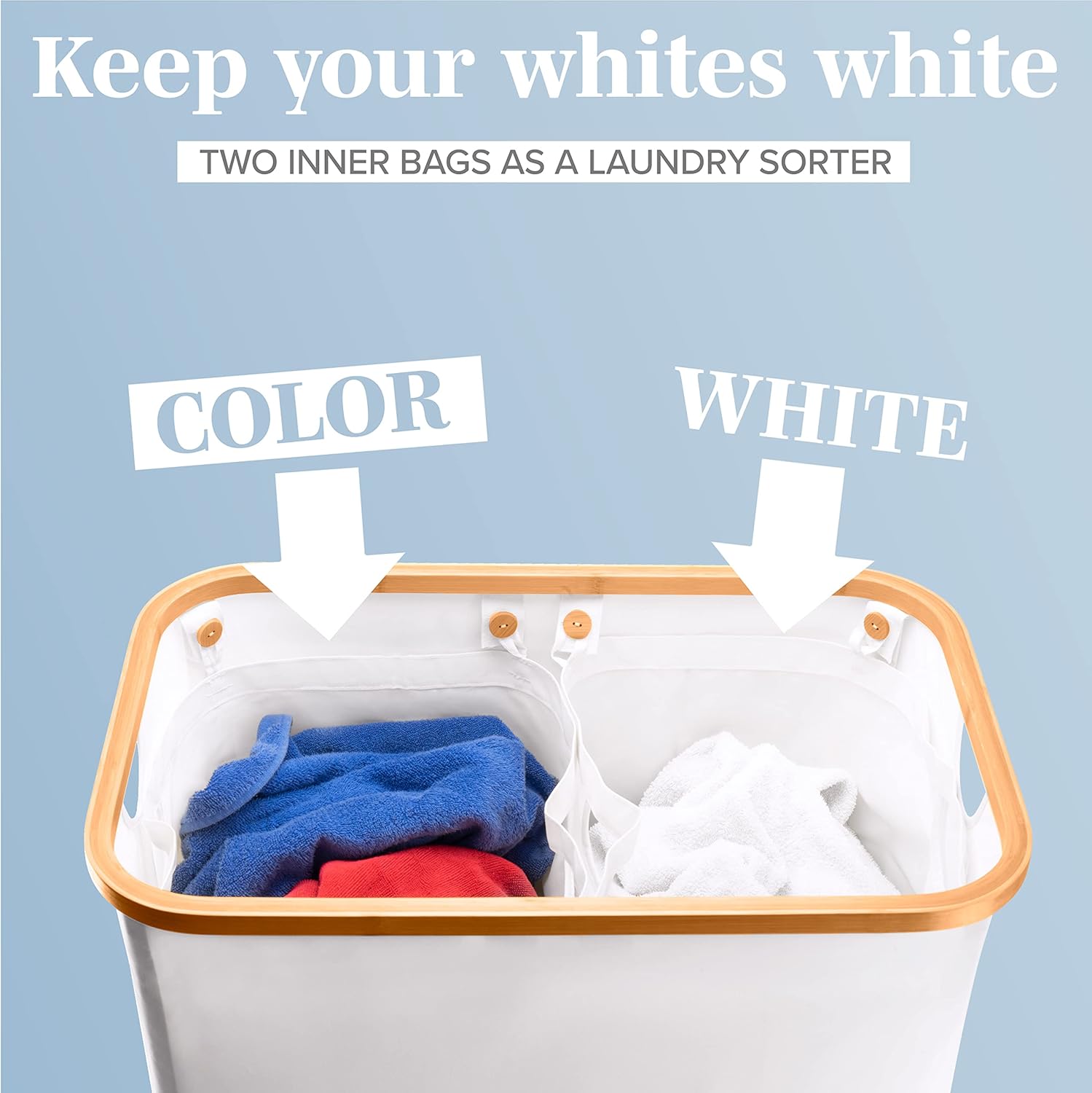 Thumbnail 3 de LONBET 150L double laundry basket with lid