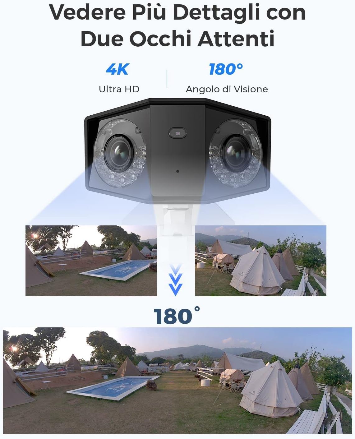 Detalle de Reolink PoE 4K Telecamera Esterno a Doppio Obiettivo – Duo 2 PoE, 180° e rilevamento intelligente