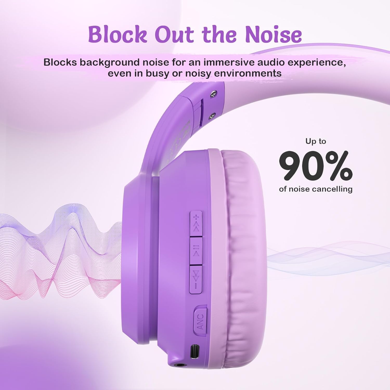 Thumbnail 2 de TONOSHARK Kids Wireless Headphones with Noise Cancelling, Purple