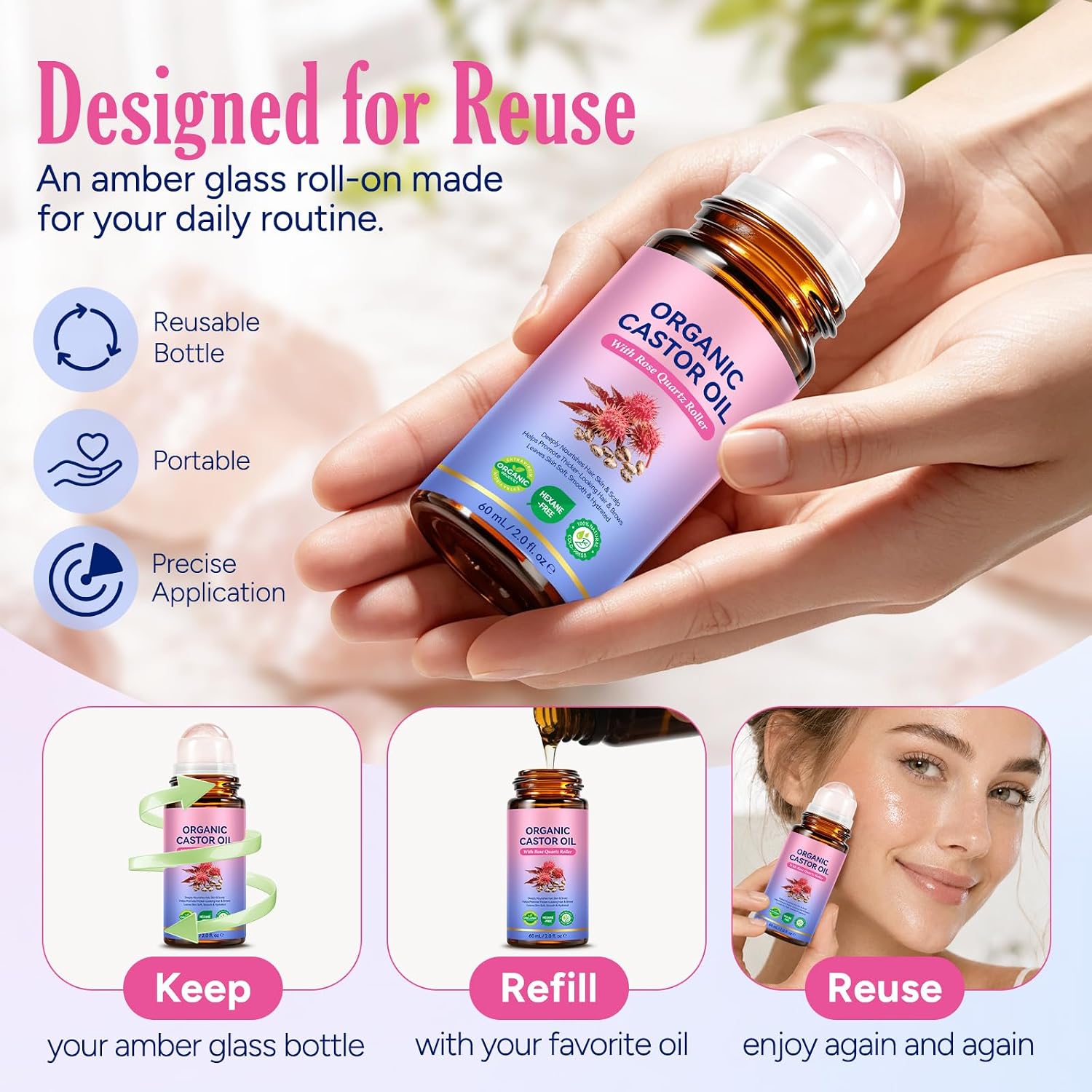 Detalle 2 de NIFEISHI Castor Oil Roll-On 2 fl oz