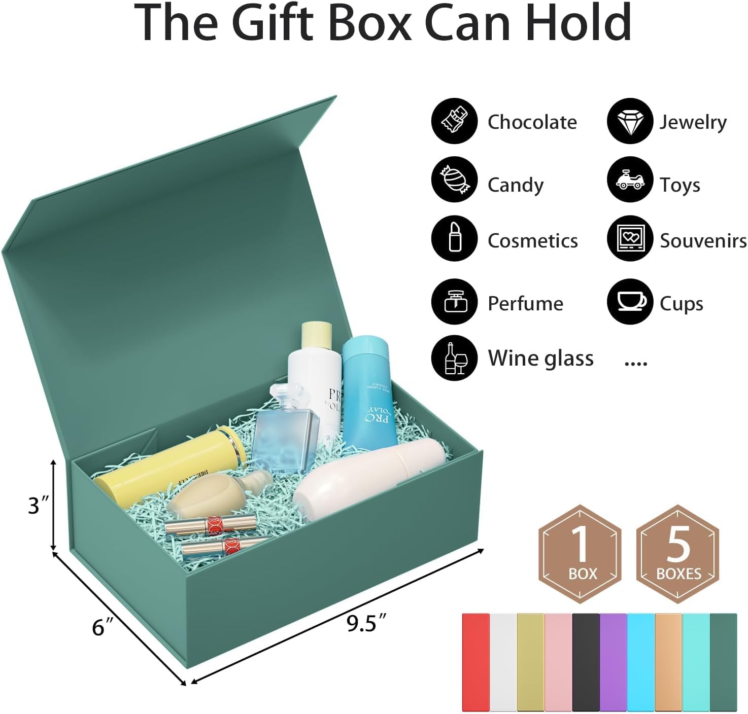 Thumbnail 1 de 2er Set Geschenkbox mit Deckel (24x15x7,6 cm), magnetischer Verschluss & klappbar – grün
