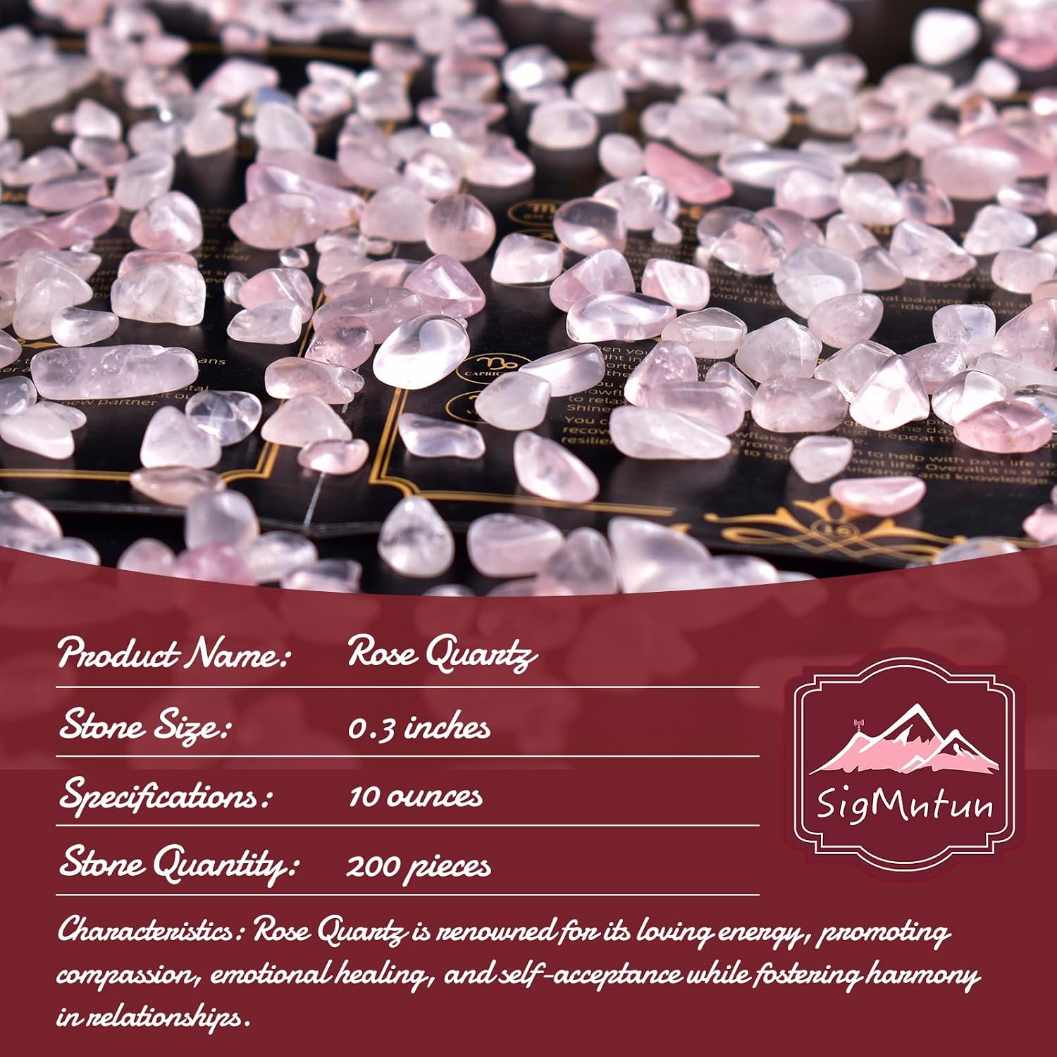 Detalle 2 de SigMntun Polished Rose Quartz Chips, 200 Pieces, 7 mm