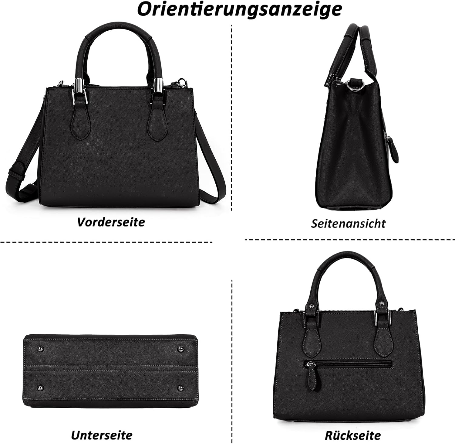Thumbnail 5 de TAN.TOMI Handtasche für Damen (Henkeltasche/Business- & Crossbody-Option) – mit mehreren Fächern, Reißverschlüssen & abnehmbarem Riemen