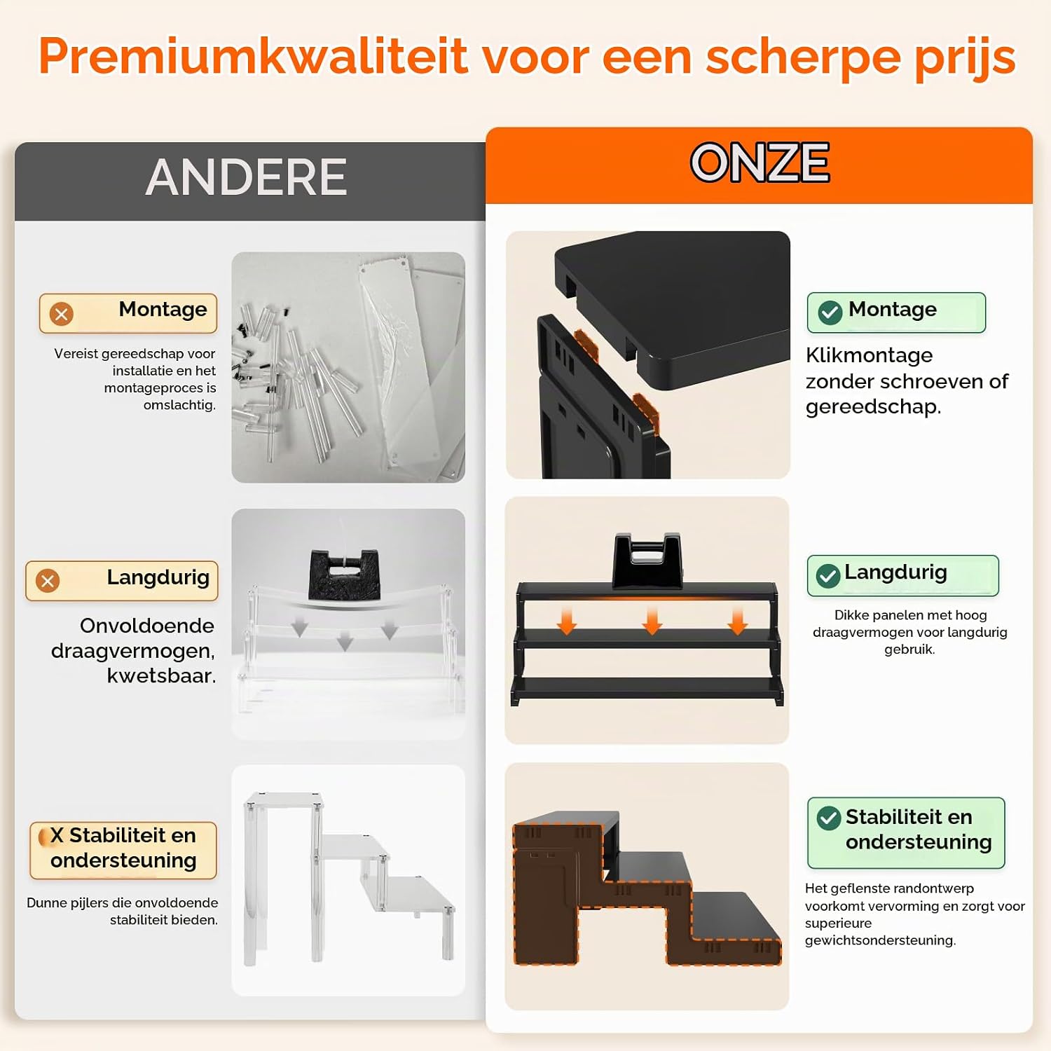 Thumbnail 1 de Lifewit 25105 displaystandaard met 3 niveaus, zwart, 35,6 cm