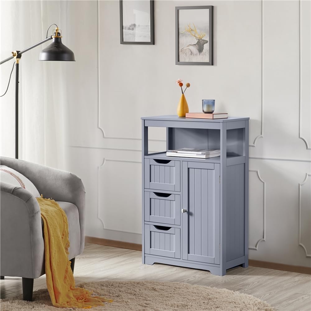 Thumbnail 3 de Yaheetech Armadietto da Bagno a Terra con Cassetti e Ripiano Regolabile – Finitura resistente all’acqua, antiribaltamento e design compatto