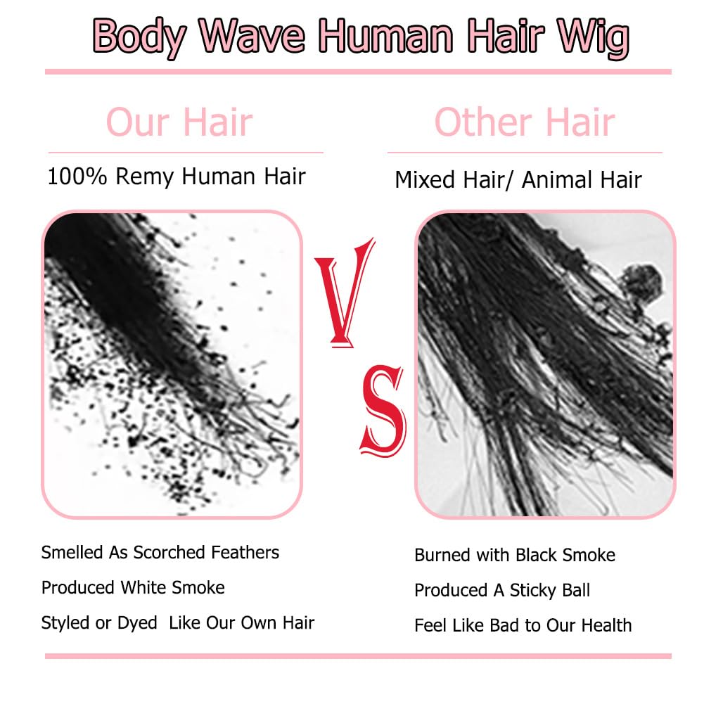 Detalle de BIMKOS 30 Inch 13x6 Body Wave Lace Front Wig - 200% Density, 100% Human Hair, Glueless HD Transparent Lace