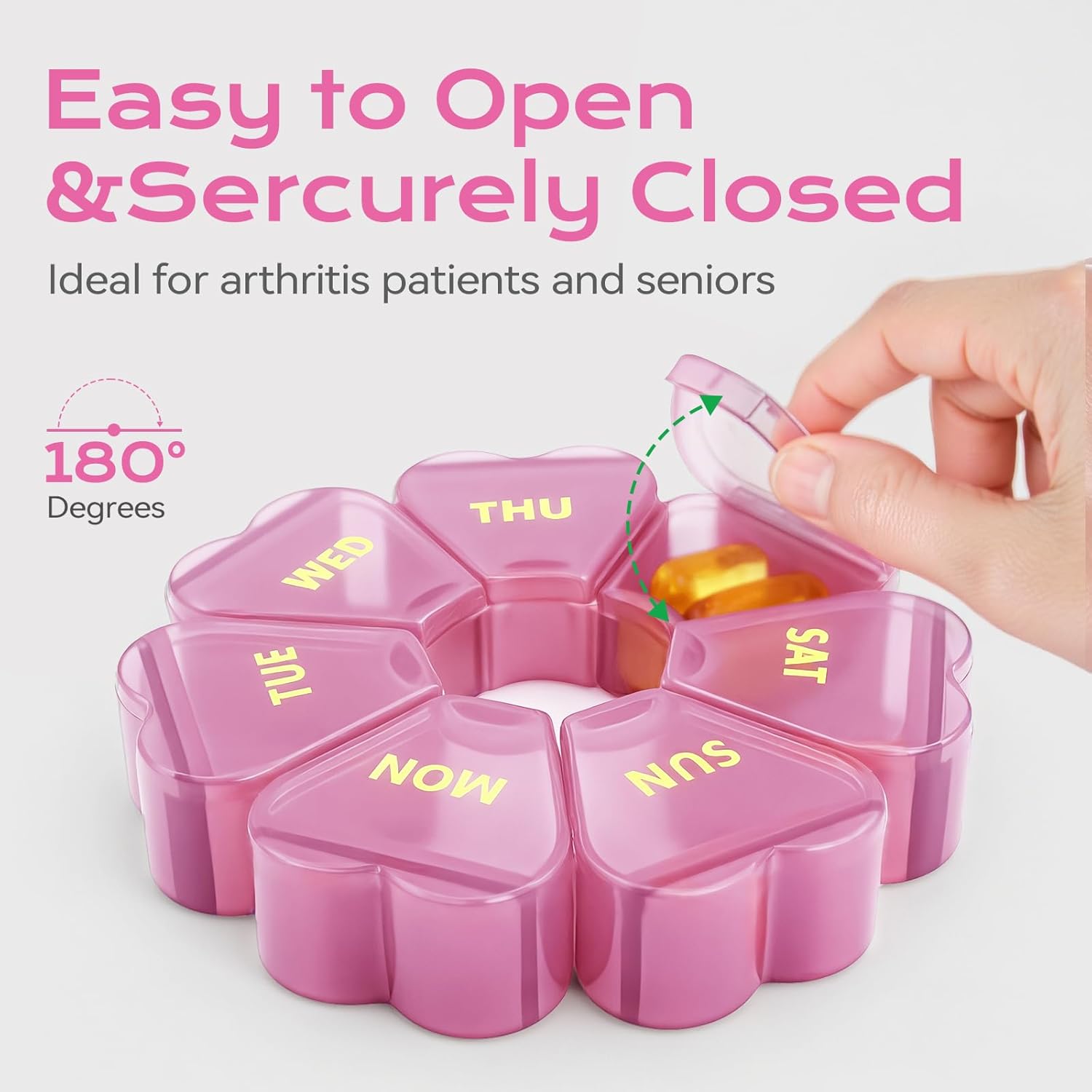 Detalle 2 de SHIJOINYU SJPO-01 Weekly Pill Organizer, Pink 7-Compartment Travel Case