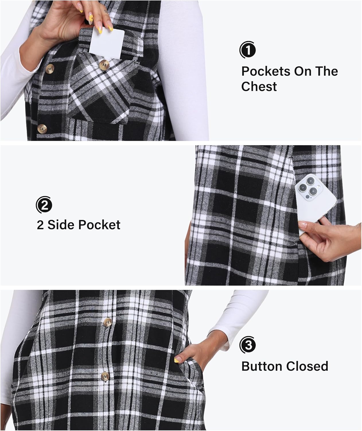 Thumbnail 4 de MoFiz Women's Plaid Vest, Cotton Blend