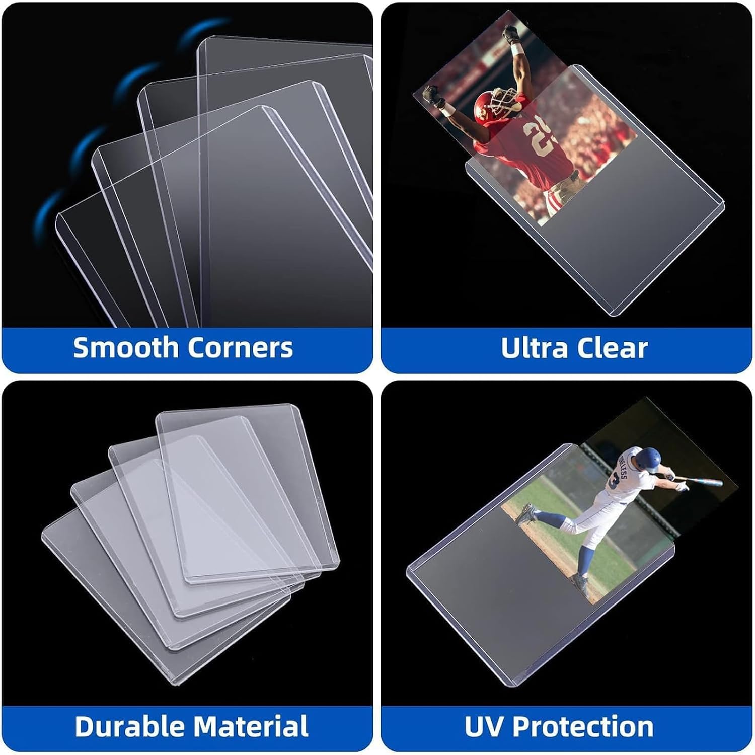 Detalle 2 de Arjiekwei 200 Card Sleeves Hard Plastic & Soft Sleeve Set (3" x 4"), 100 Hard & 100 Soft Protectors