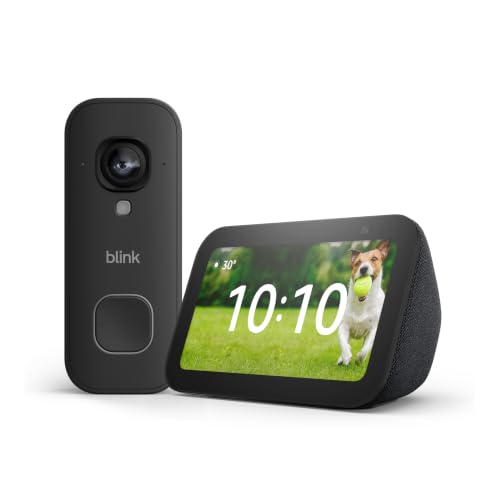 Detalle de Amazon Echo Show 5 (última gen.) + Blink Videotimbre 2K+: visión de puerta integrada y Alexa+ para casa inteligente