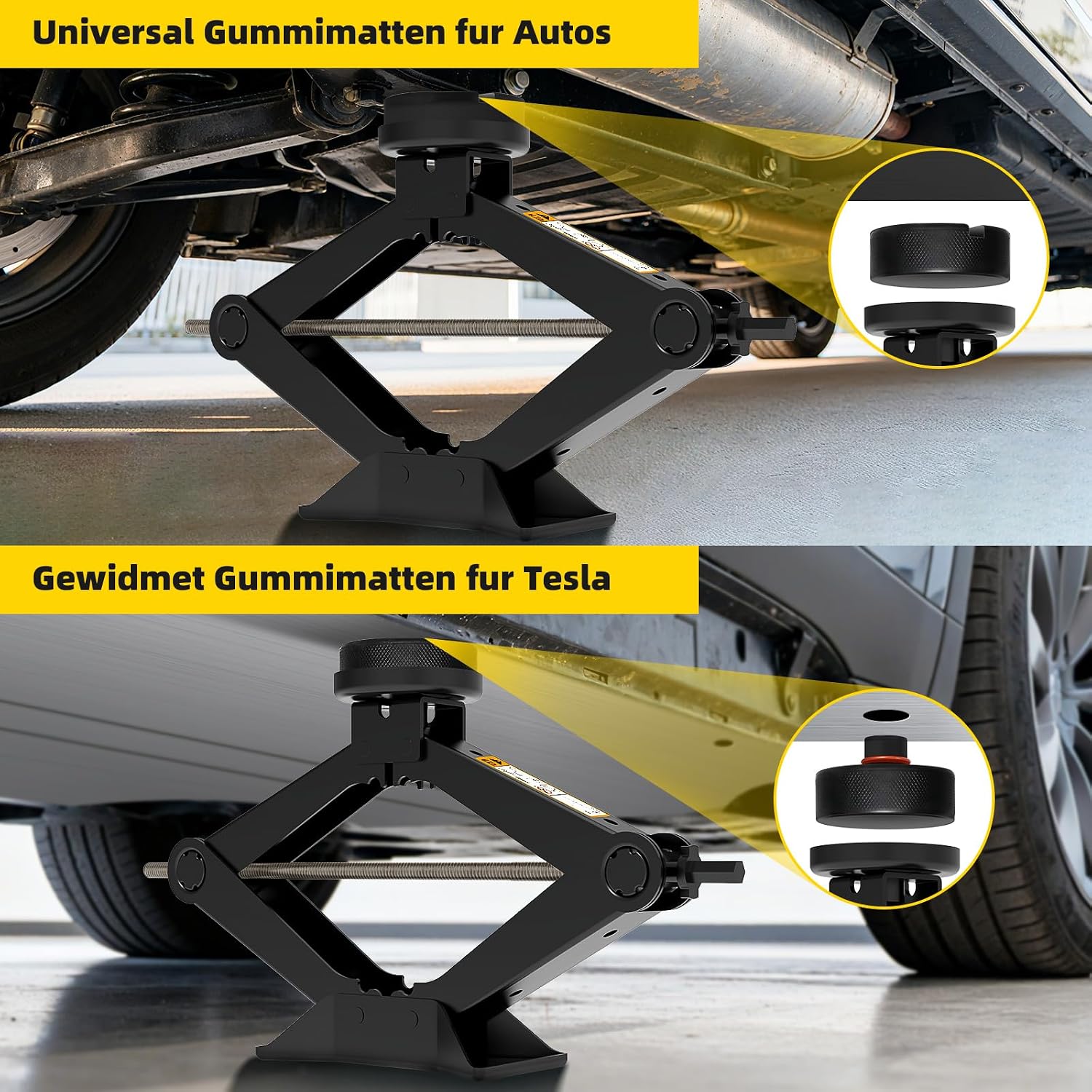 Detalle de Olubfdh Wagenheber 3T (3.000 kg) Scherenwagenheber-Set für SUV, MPV und Tesla inkl. Reifenwechsel-Werkzeug