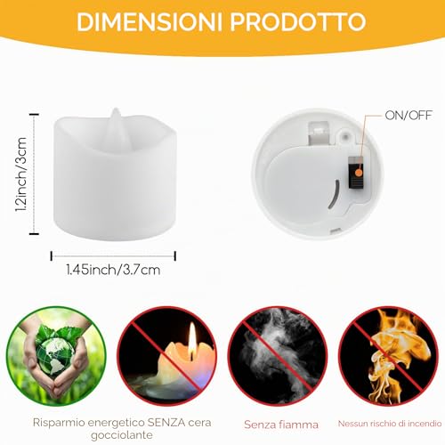 Detalle de CNMTCCO Candela LED senza fiamma 24 pezzi – Luce calda e sicura per decorazioni festive