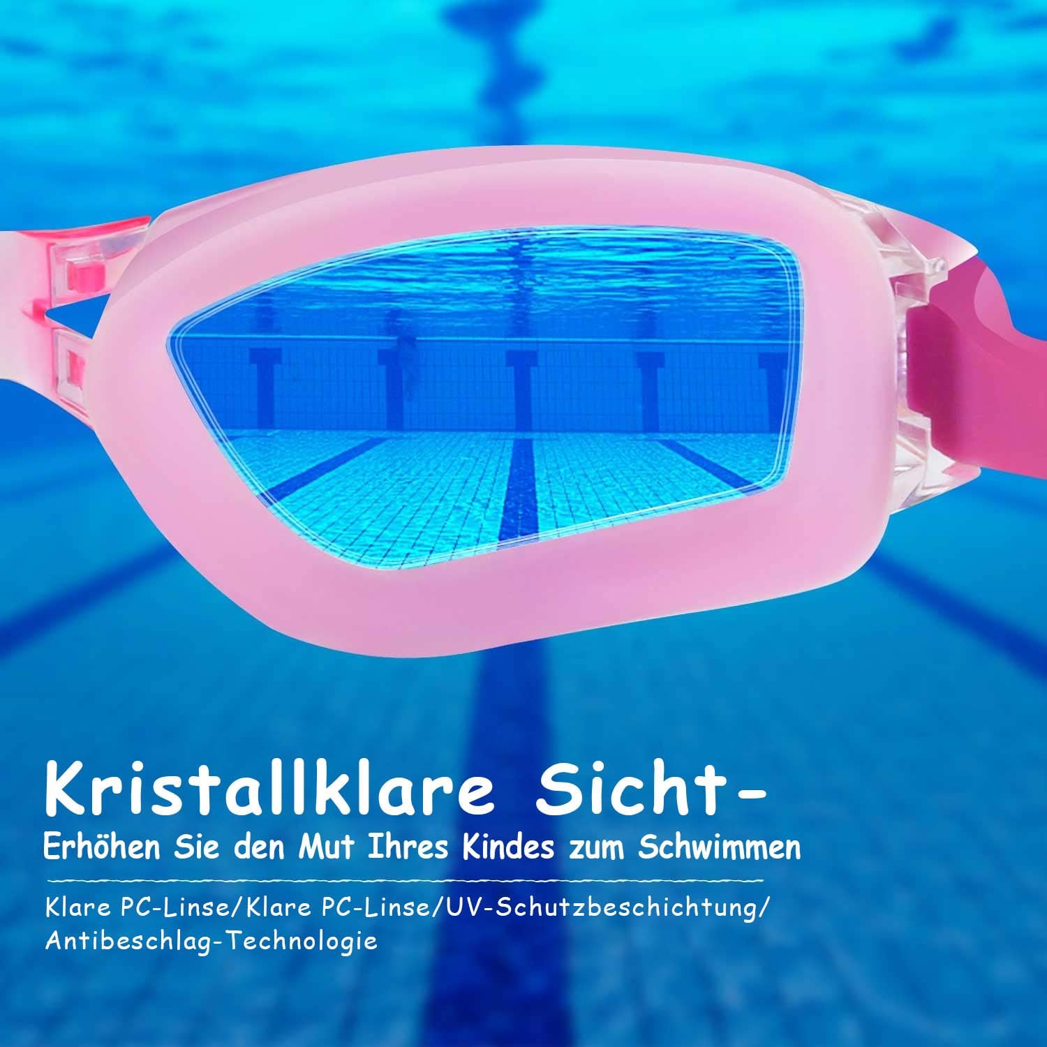 Detalle de COOLOO Schwimmbrille Kinder – 2er-Set mit Anti-Fog, Auslaufschutz und UV-Schutz