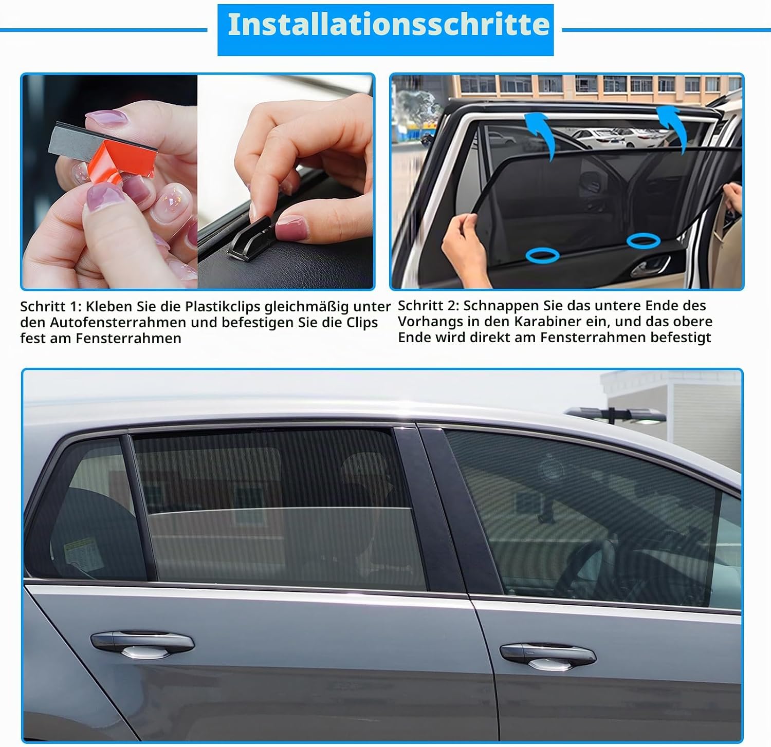 Thumbnail 5 de XCBYT Sonnenschutz Auto für VW Golf 7 (2013–2020) – 4er Set, Verdunkelung, atmungsaktiv, magnetisch