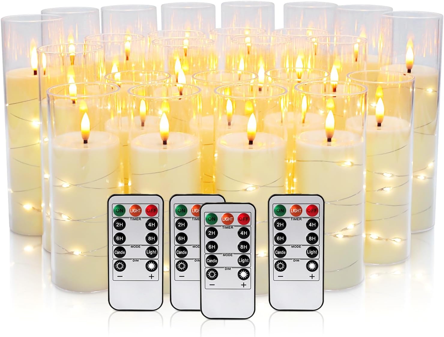 Detalle 2 de Aamdkcyu flameless-candles er6t LED Pillar Candles, Ivory 24-Pack with Remote